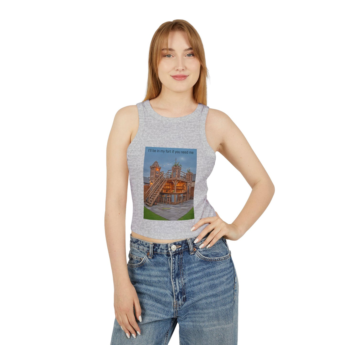 Racer Tank — 'I’ll Be in My Fort If You Need Me' Cozy Playhouse Print