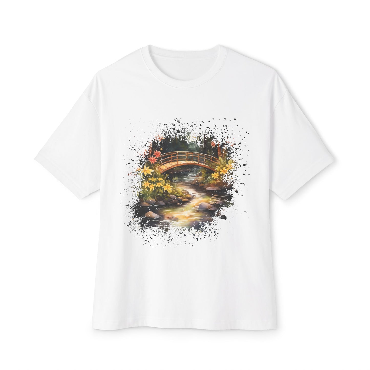 T-Shirt - Tranquil Autumn Bridge Watercolor Tee