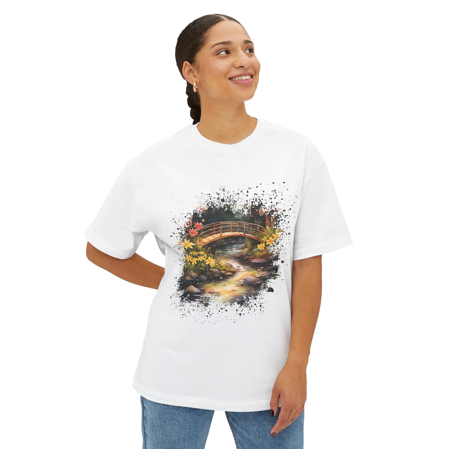 T-Shirt - Tranquil Autumn Bridge Watercolor Tee