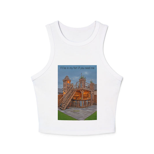 Racer Tank — 'I’ll Be in My Fort If You Need Me' Cozy Playhouse Print