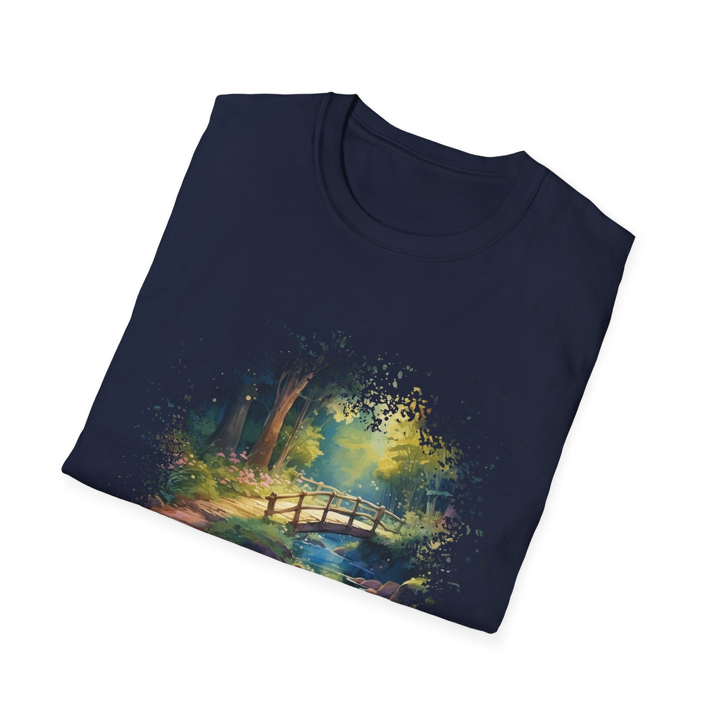 T-Shirt — Watercolor Forest Bridge Scenic Tee
