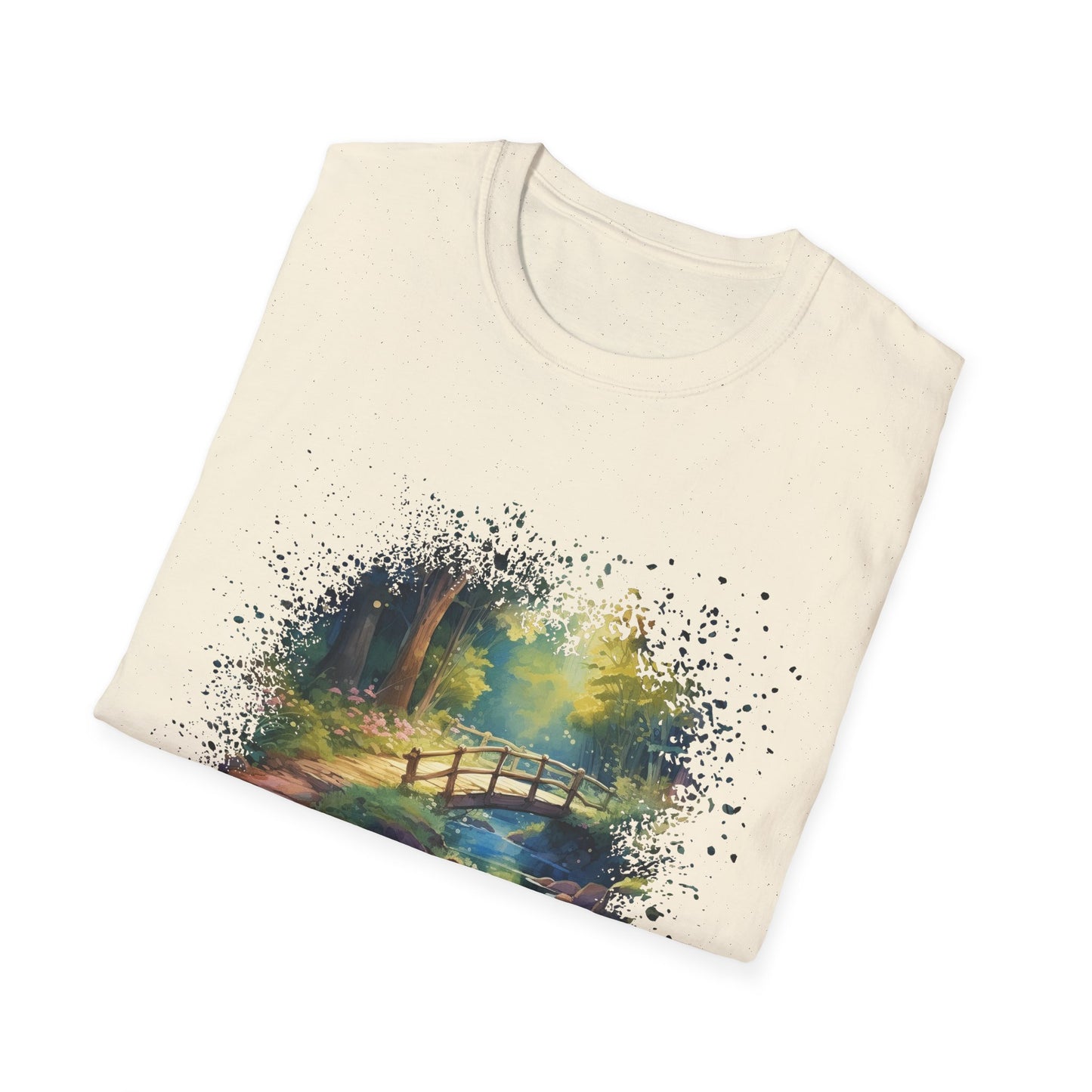 T-Shirt — Watercolor Forest Bridge Scenic Tee